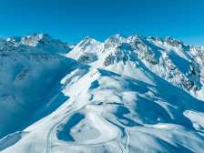 Pizol, hiver, neige, ciel bleu, remontées mécaniques de Pizol, ambiance matinale, ski, piste