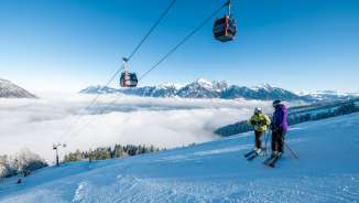 Pizol, hiver, neige, ciel bleu, téléski, mer de brouillard, remontées mécaniques Pizol, ambiance matinale, télécabine, ski, piste