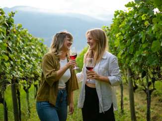 Dégustation de vin en sac à dos dans la Bündner Herrschaft Fläsch, dégustation de vin en sac à dos, Bündner Herrschaft, Maienfeld, boire du vin, sac à dos pique-nique, dégustation de vin, automne