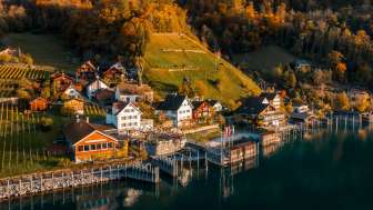 Quarten, Quinten, Walensee, couleurs d'automne, soleil matinal, automne