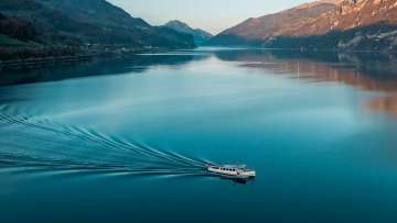 Navigation sur le Walensee, Walensee, aube, automne