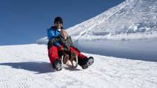 neige, montagne, excursion en famille, luge