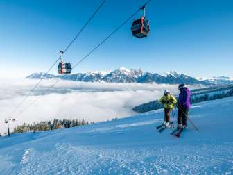 Pizol, hiver, neige, ciel bleu, téléski, mer de brouillard, remontées mécaniques Pizol, ambiance matinale, télécabine, ski, piste